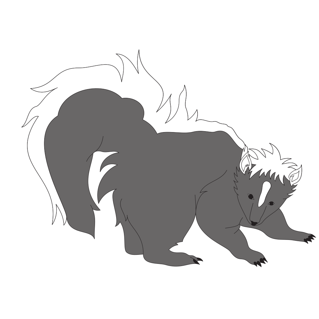 Skunks Png Clipart (black, white, gray)