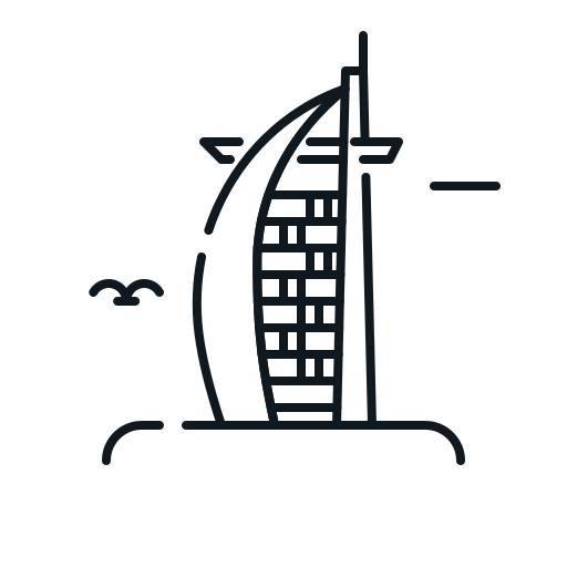 Al Arab Building Burj Landmark Monument Icon Free Png Icon Download (lavender, indigo, black, white)