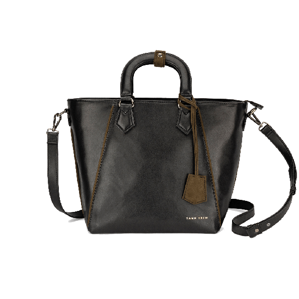 Black And Brown Trimmed Tote Bag Transparent Png (black, gray)