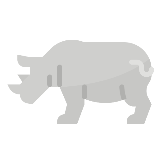 Black Rhinoceros Png Isolated Hd (black, silver)