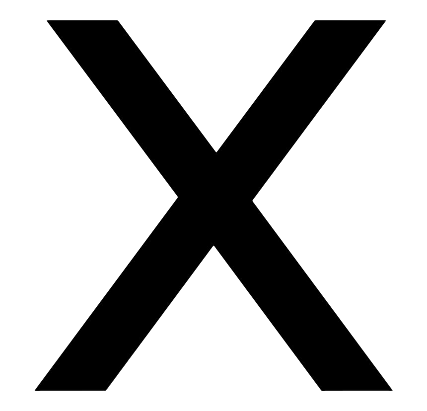 Black X Letter Png Image (black, white, silver)