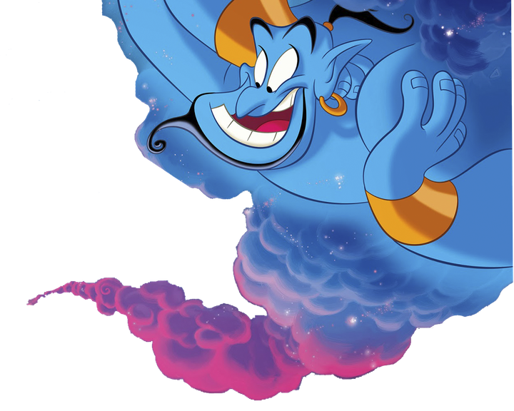 Aladdin Genie Png Image (teal, chocolate, silver, black, gray)