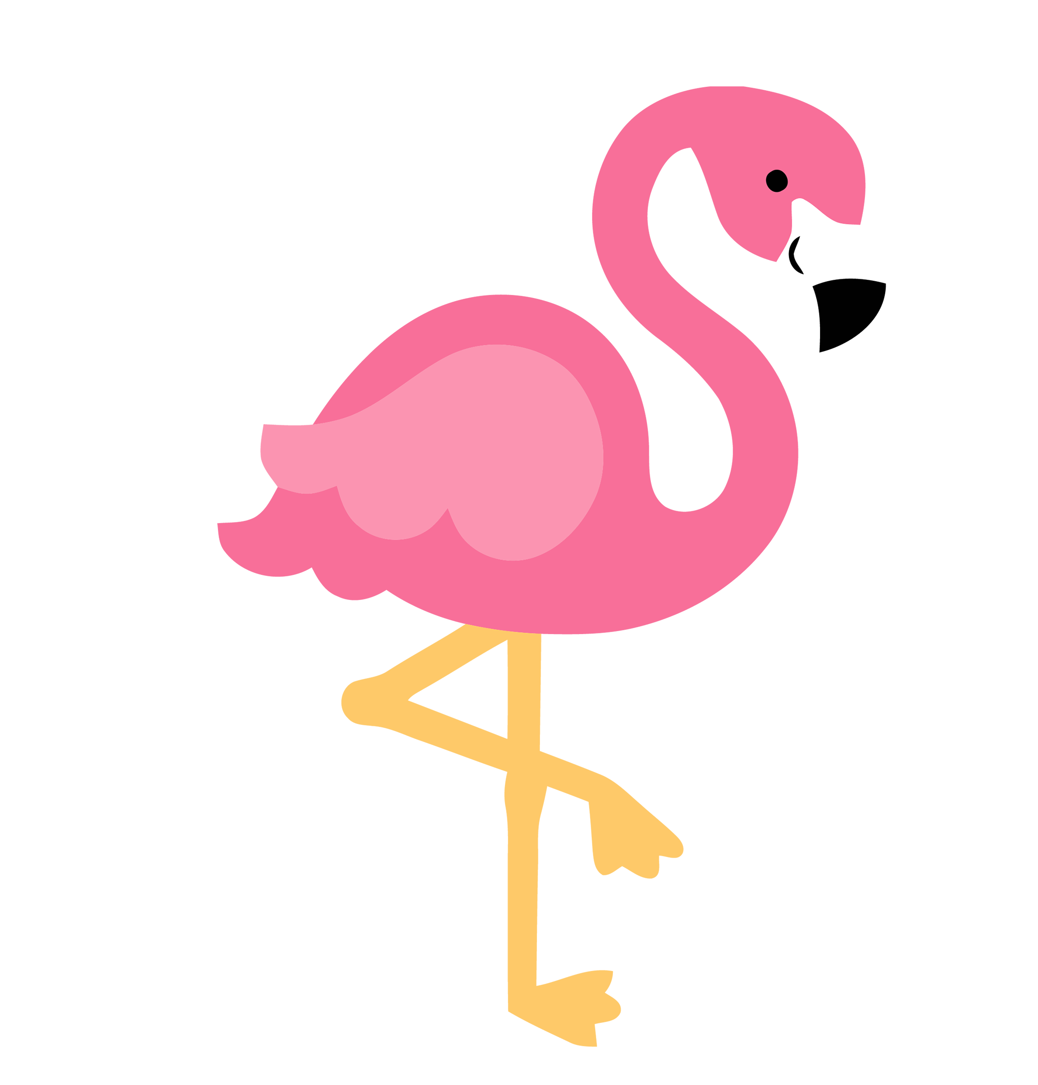 Flamingo Bird Vector One Leg Transparent Png (salmon, black, pink, white)