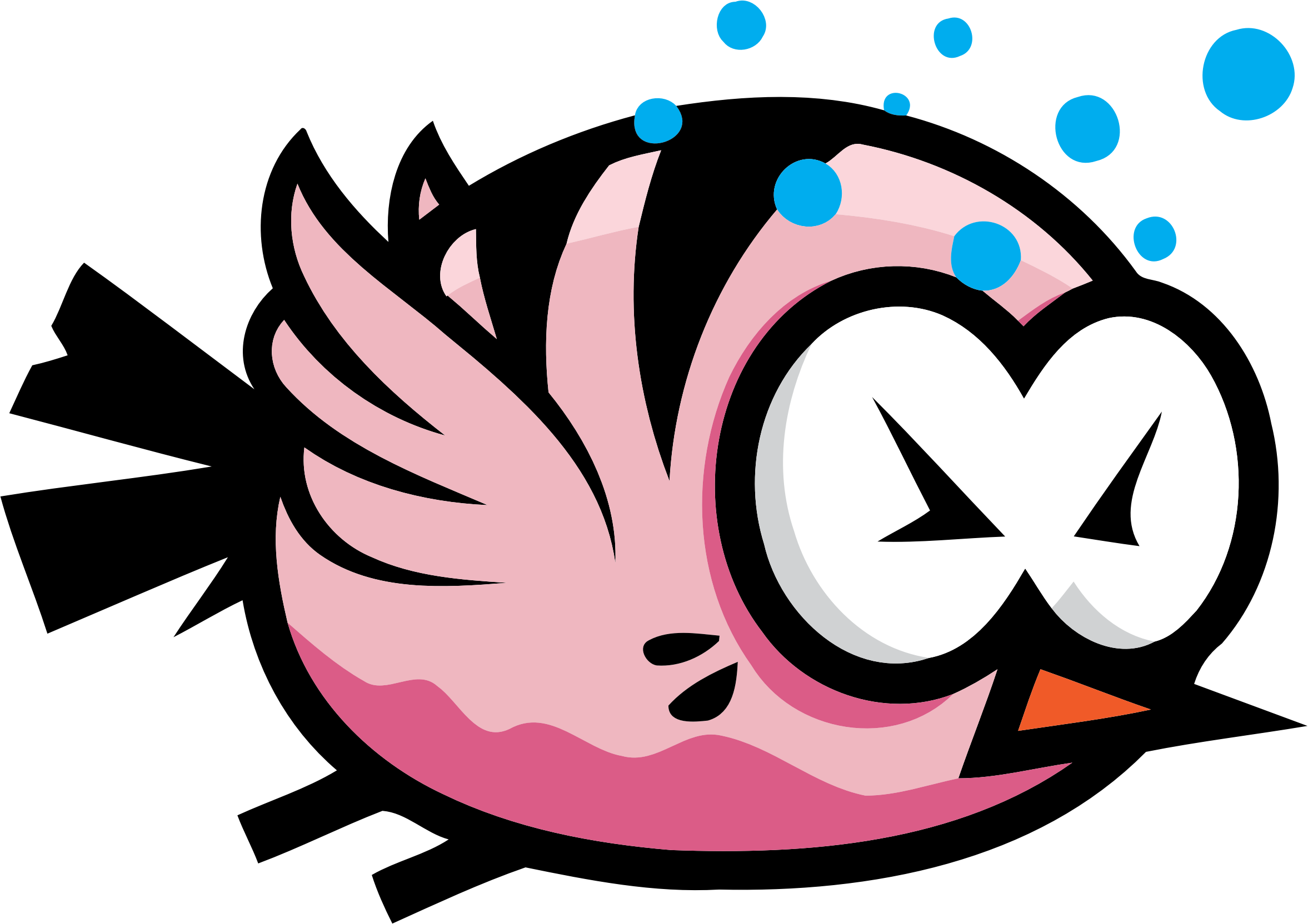 Flappy Bird Png Clipart (greenish blue, salmon, white, black, pink)