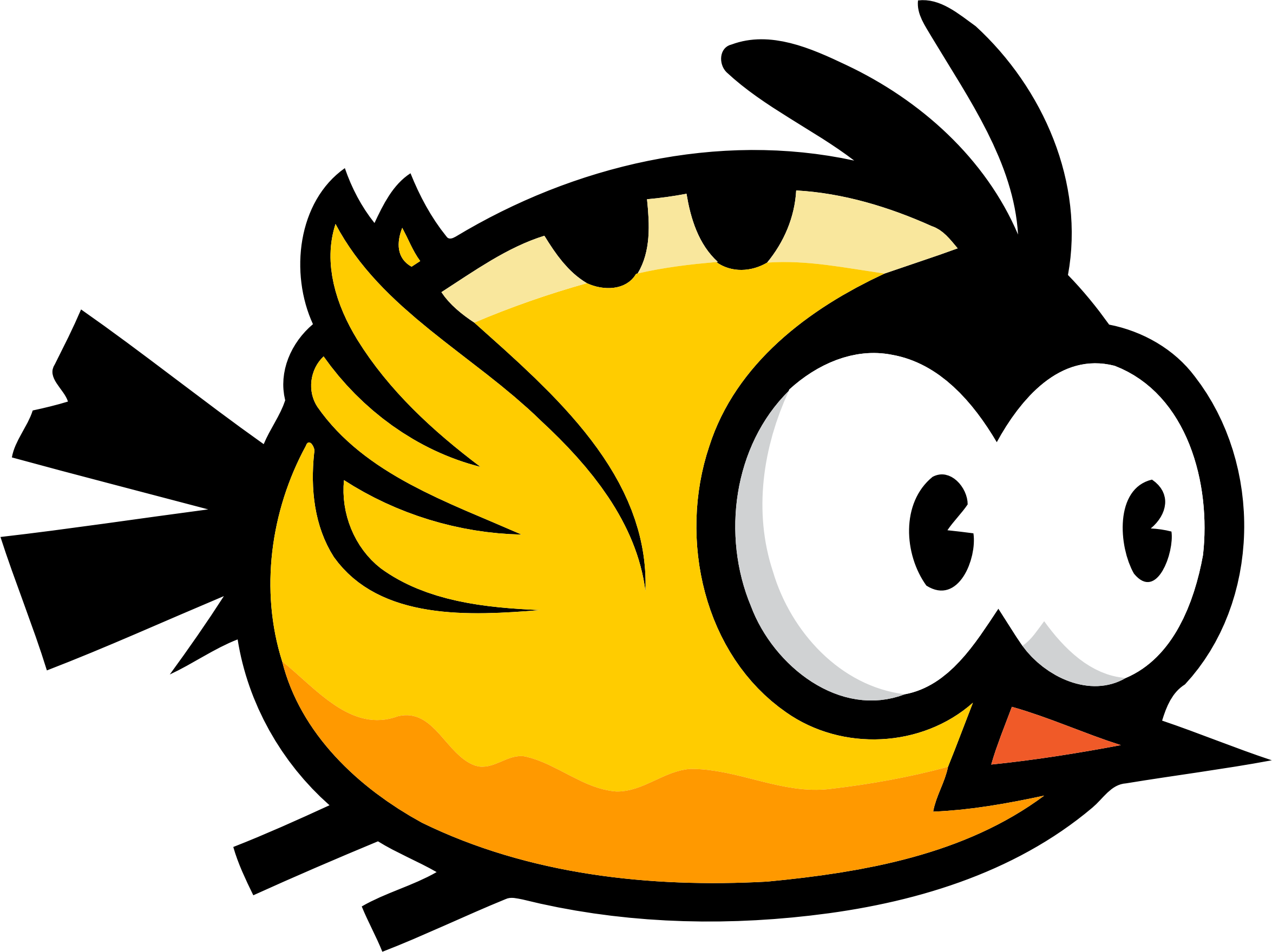 Flappy Bird Png Transparent Picture (black, gold, orange, white)