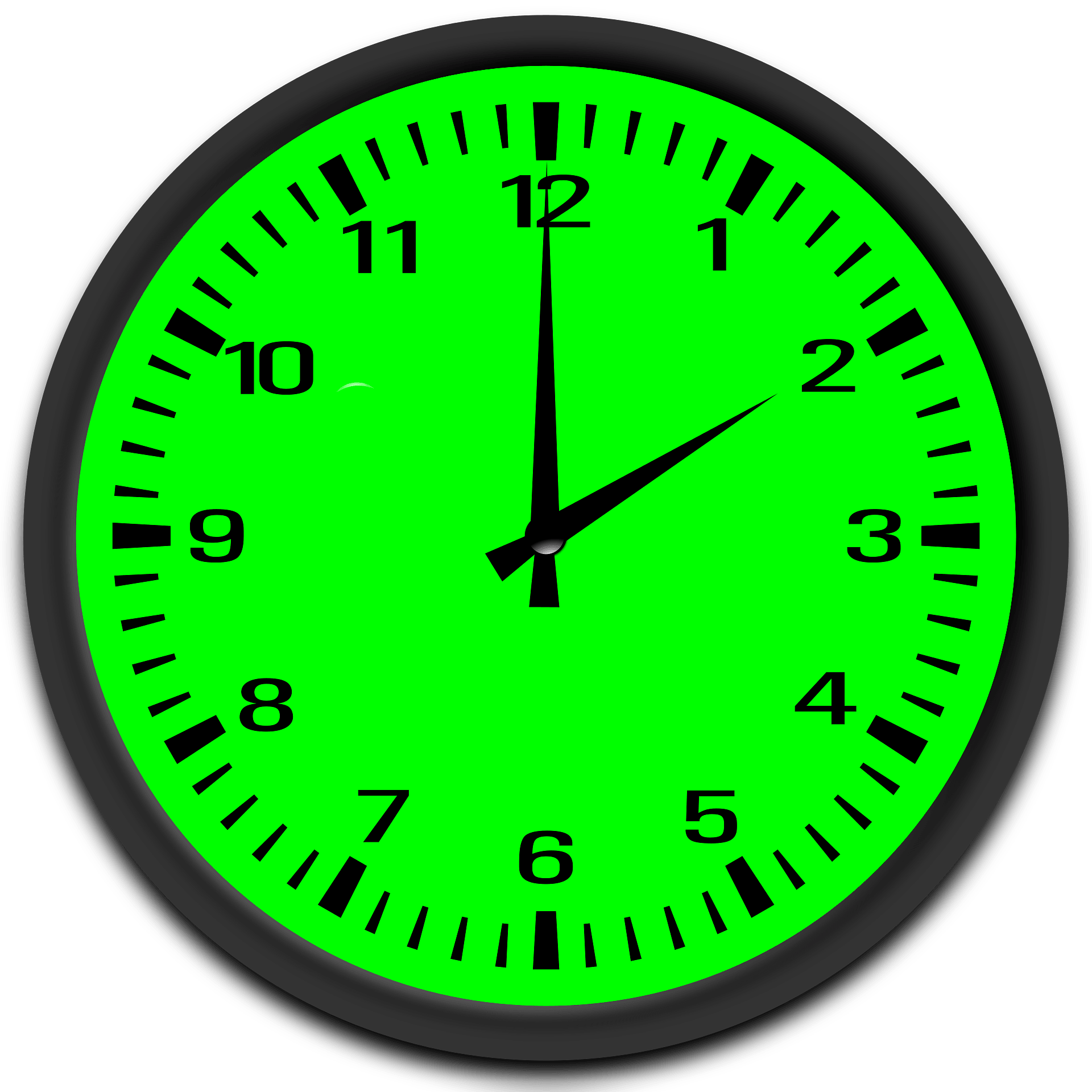 Classic Green Wall Clock Png Clipart (lime, black, gray)