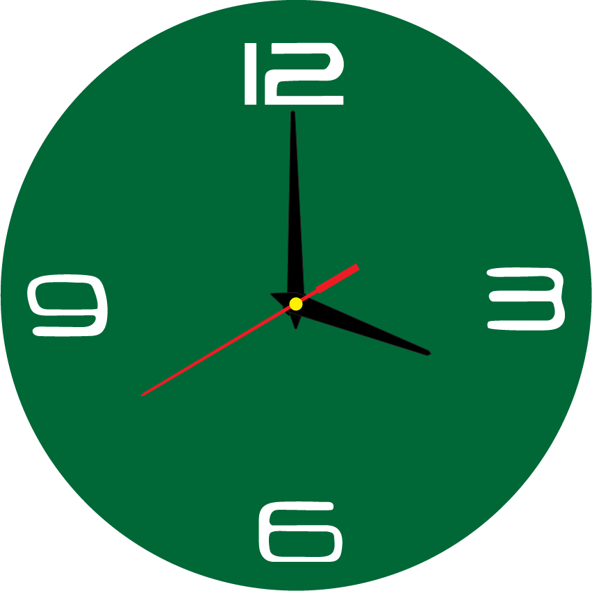 Classic Green Wall Clock Png Transparent Image (green, white)