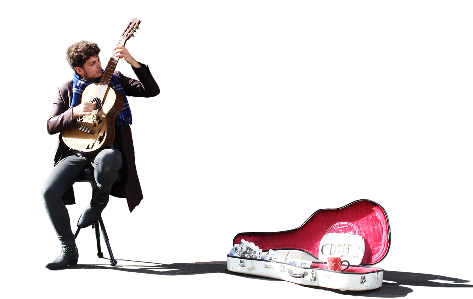 Classical Guitarist Png Clipart (black, white)