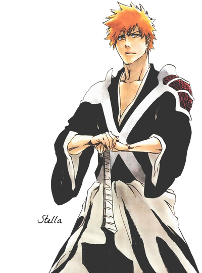 Bleach Ichigo Kurosaki Transparent Background (white, black)