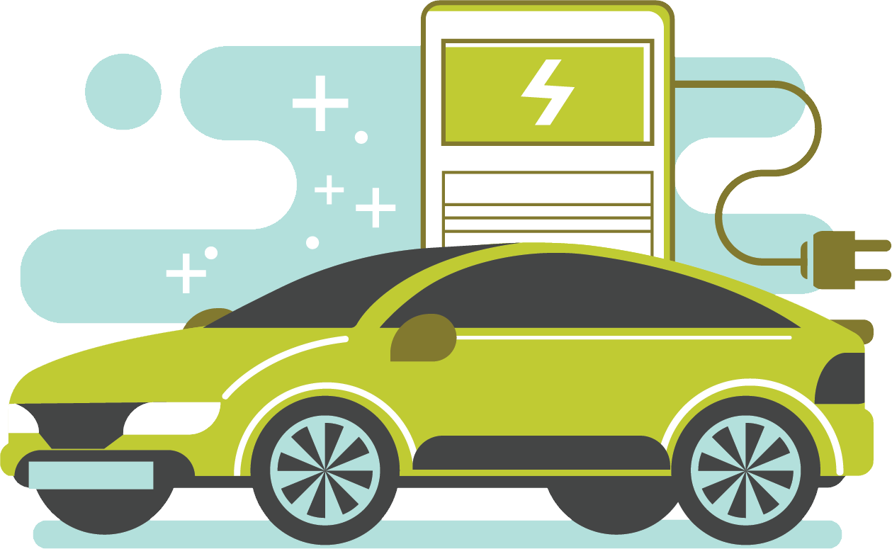 Electric Car Png File (gold, indigo, white, black, mint)