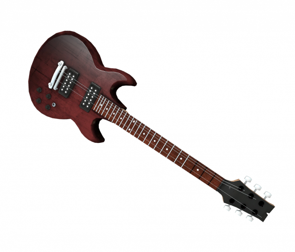 Electric Guitar Instrument No Background (black, maroon)