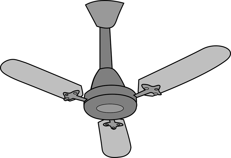 Electrical Ceiling Fan Png Clipart (black, gray, silver)