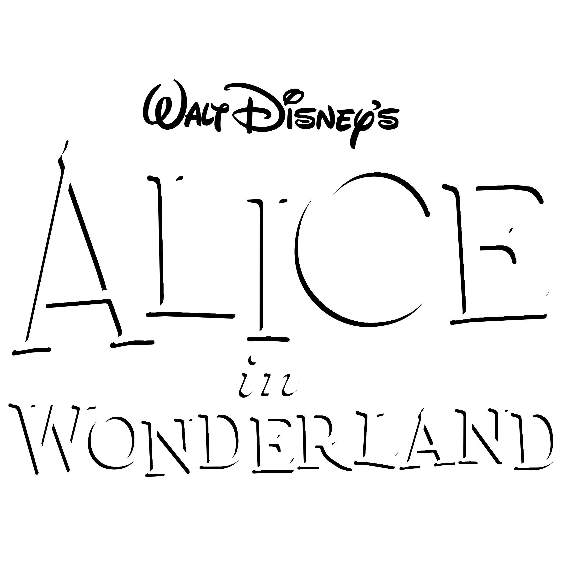 Alice In Wonderland Logo Png Pic (black, white, silver)