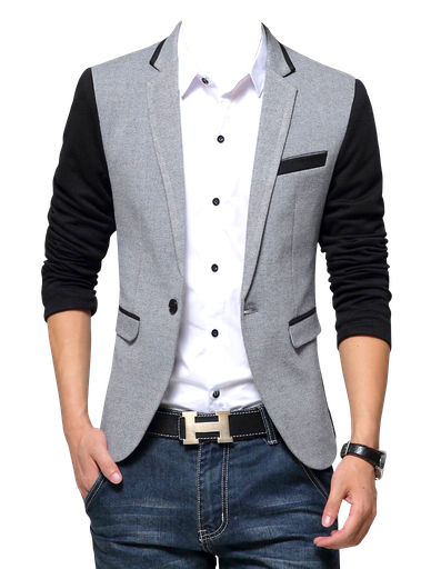 Slim Fit Blazer Suit Transparent Png (black, silver, white)