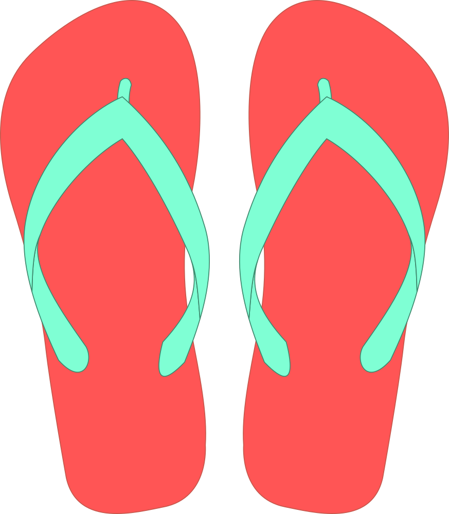 Flip Flops Vector Png Photos (mint, black, salmon)