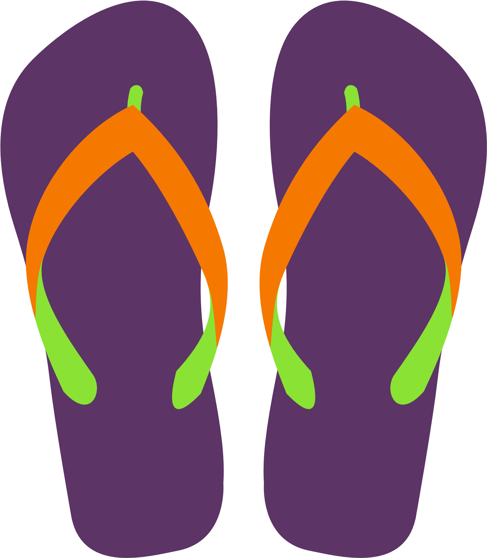 Flip Flops Vector (indigo, olive, gray, orange)