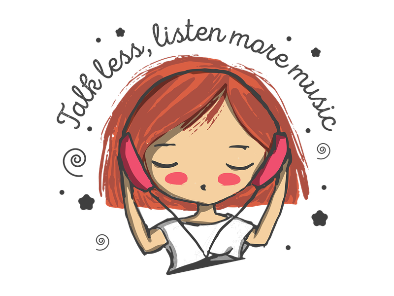 Clipart Girl Listening Music Transparent Png (black, chocolate, white, pink)