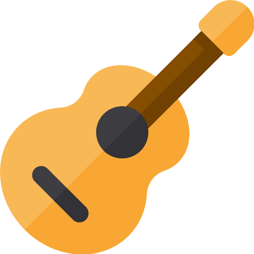 Clipart Vector Acoustic Guitar Transparent Png (indigo, orange, olive, black, salmon)