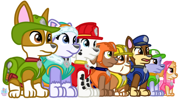 All Paw Patrol Pups Rainbow Eevee Png (white, olive, black, plum)