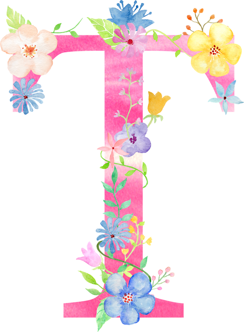 Floral Alphabet Png Transparent Image (beige, black, salmon)