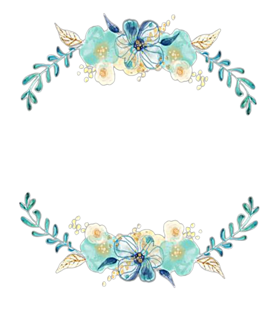 Floral Blue Frame Png Clipart (lavender, white)