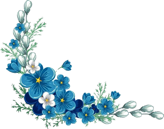 Floral Blue Frame Png Download Image (lavender, white)