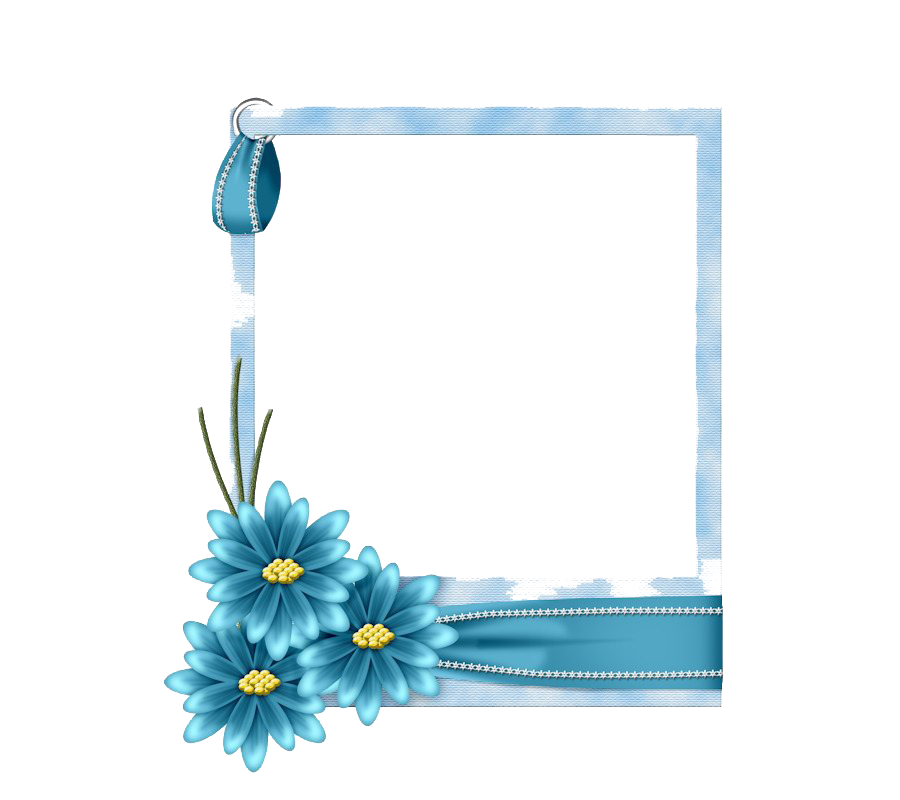 Floral Blue Frame Png File Download Free (gray, white)