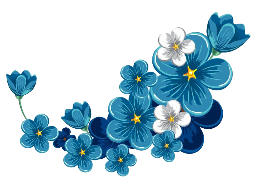 Floral Blue Frame Png File (teal, navy, white)