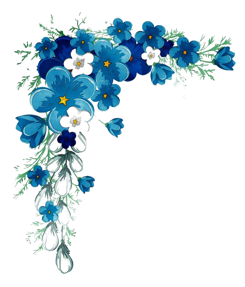 Floral Blue Frame Png Free Download (white)