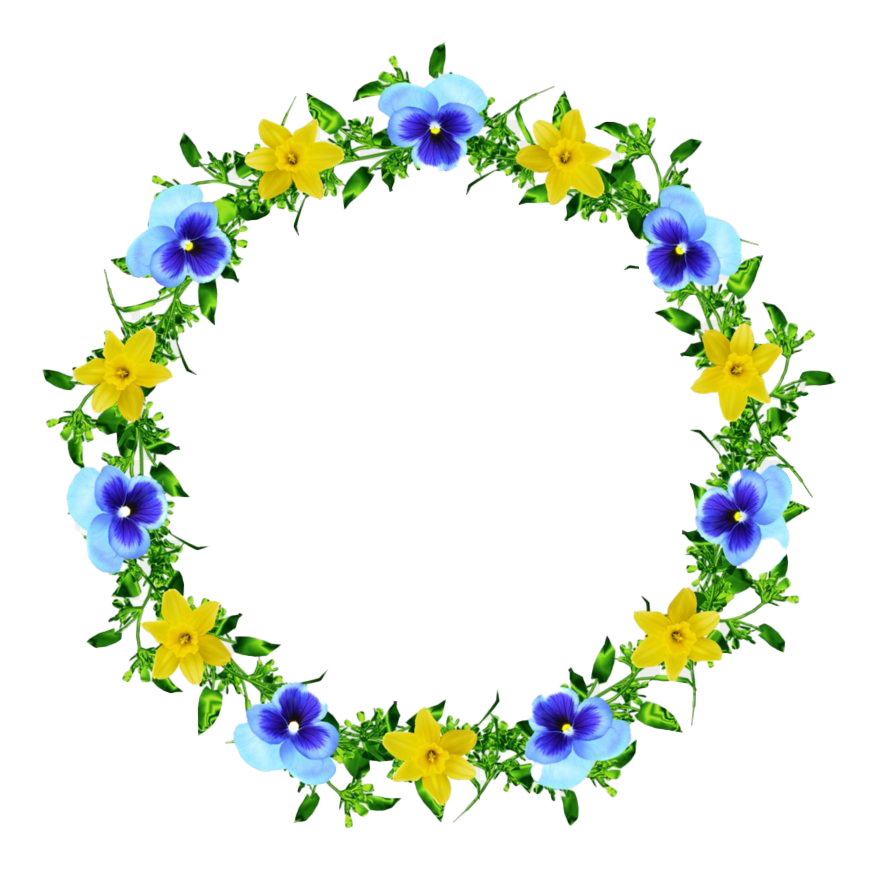 Floral Blue Frame Png Free Image (white)