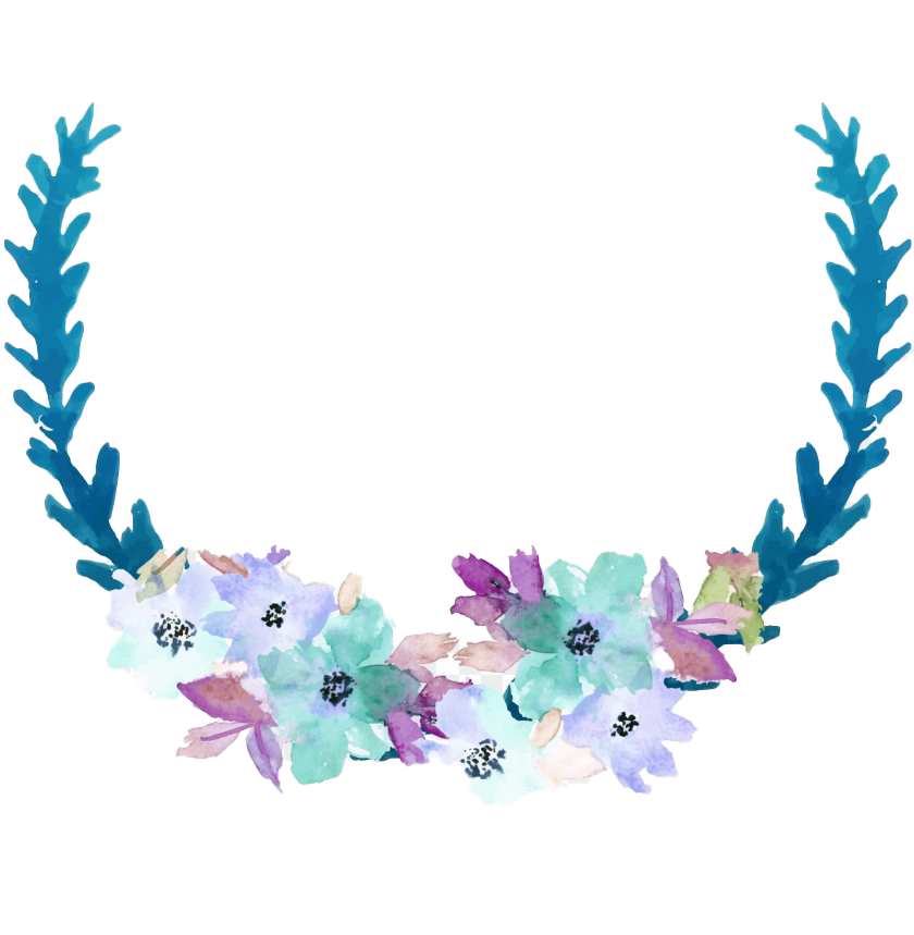 Floral Blue Frame Png Hd Image (lavender, white)