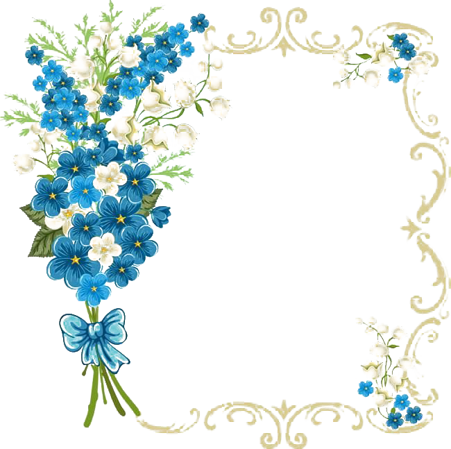 Floral Blue Frame Png Image File (white)