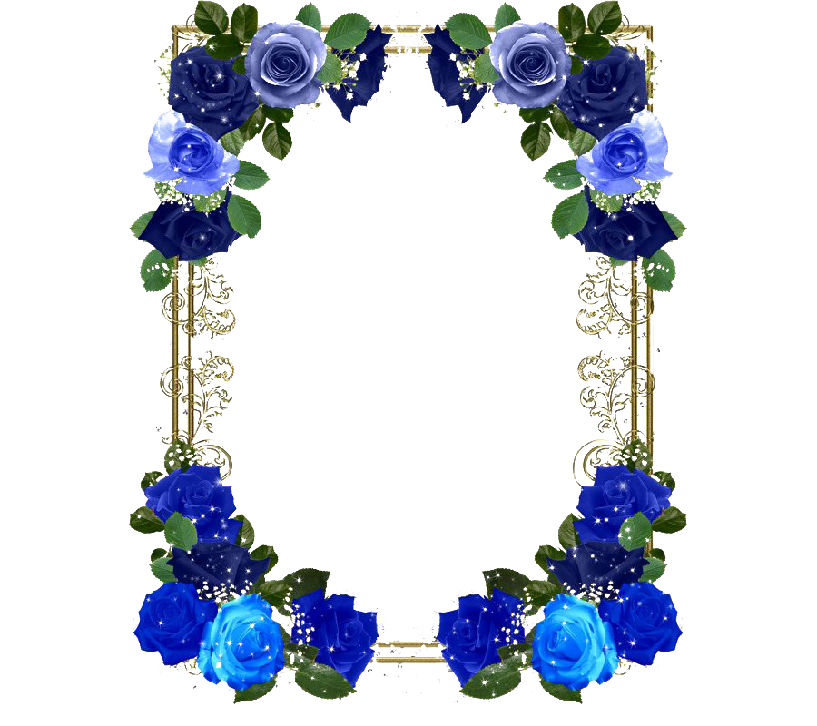 Floral Blue Frame Png Image Hd (white)