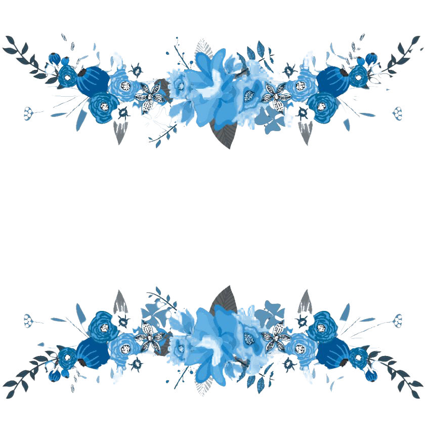 Floral Blue Frame Png Images (white)