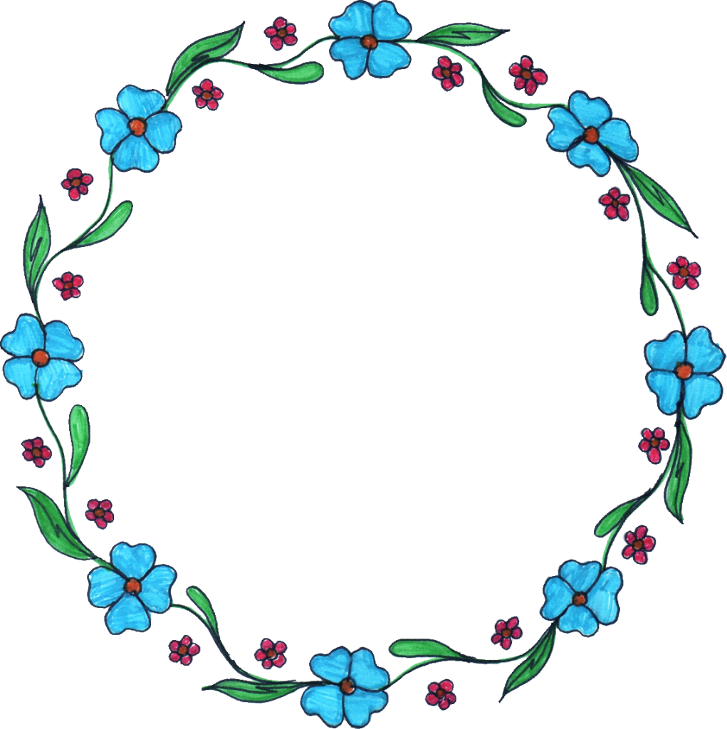 Floral Blue Frame Png Pic (black)