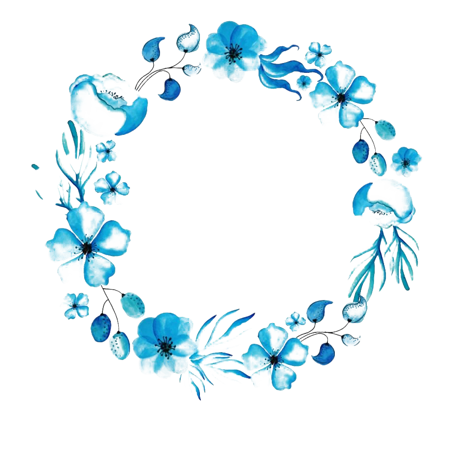 Floral Blue Frame Png Picture (white)