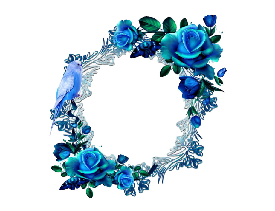 Floral Blue Frame Png (white)