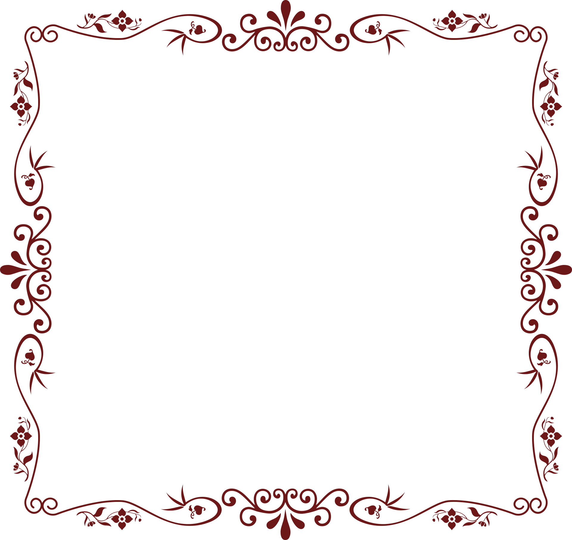 Floral Border Frame Png File (maroon, gray, white)