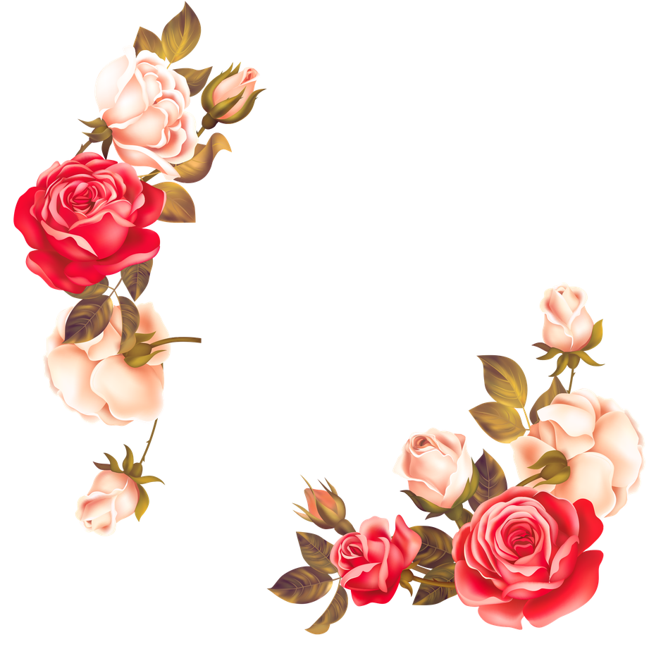 Floral Border Frame Png Image (black, beige, pink)