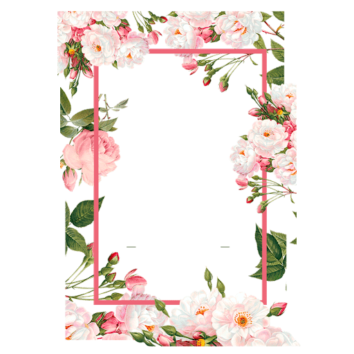 Floral Border Frame Png Transparent Image (gray)