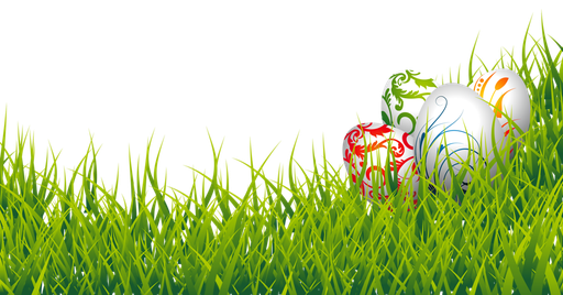 Floral Design Easter Eggs In Grass Png (black, olive, white)