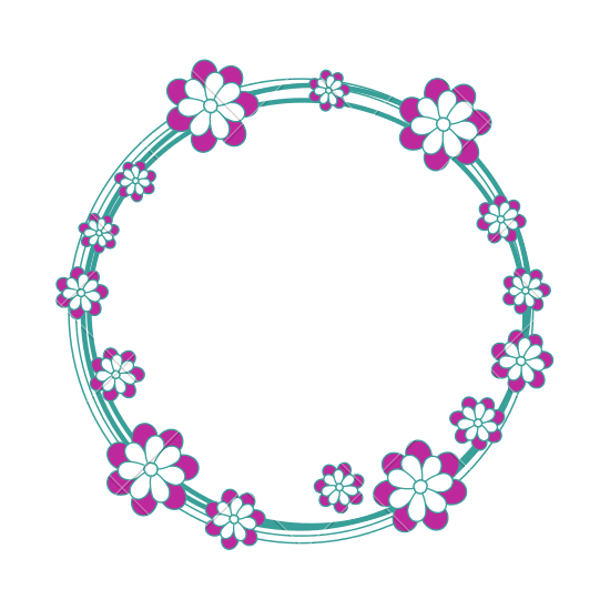 Floral Round Frame Png Image (black, white)