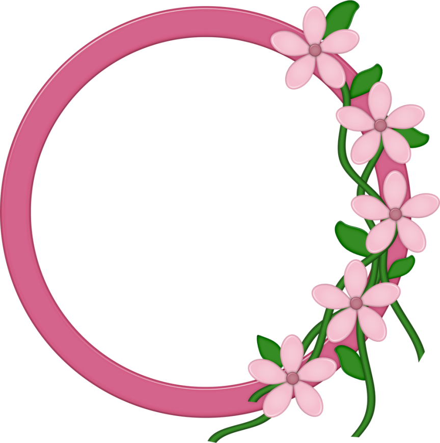 Floral Round Frame Png Picture (purple, pink, white, green, salmon)