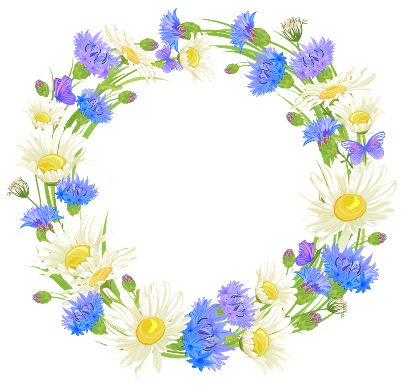 Floral Wreath Png Image (black, beige, white)