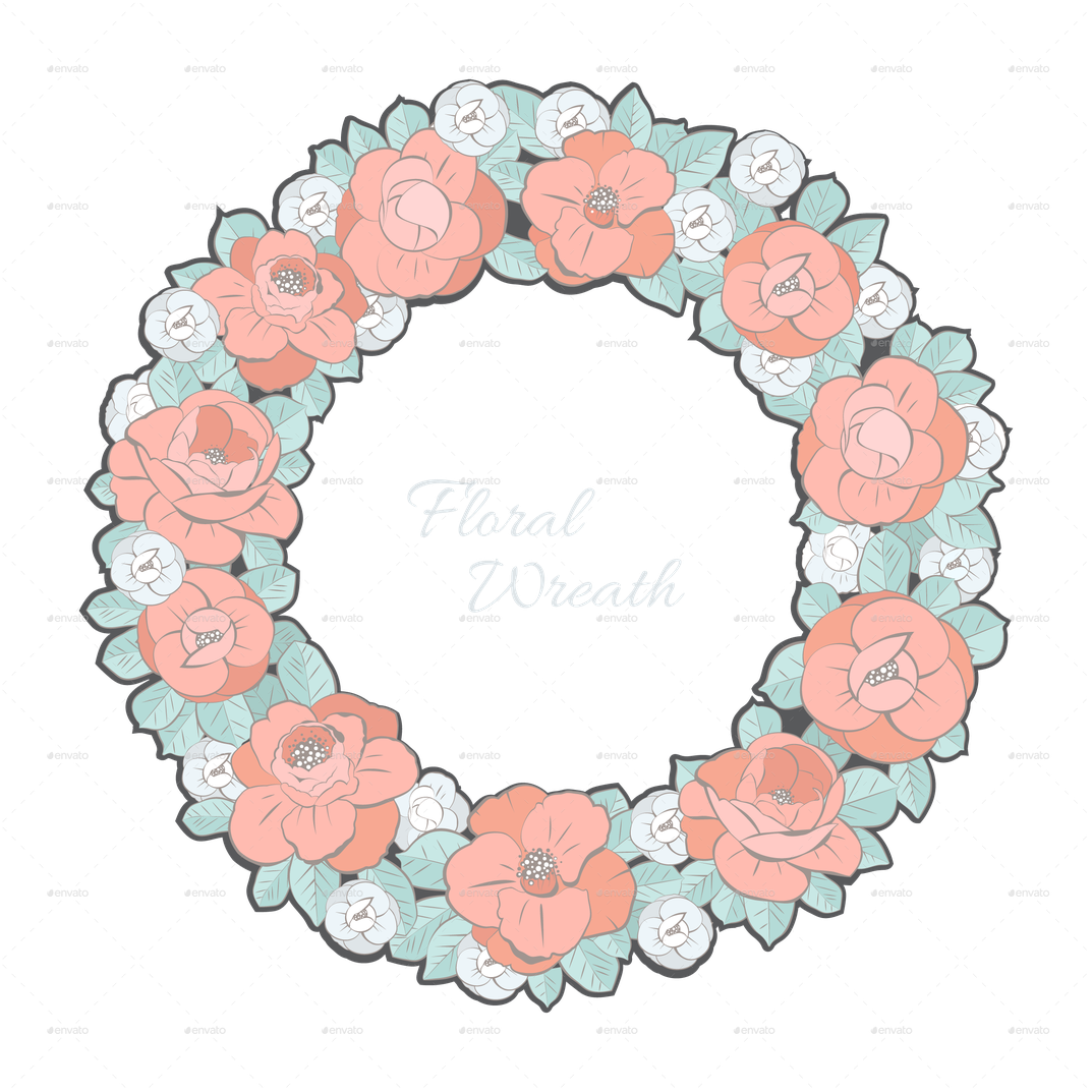 Floral Wreath Png Isolated Photos (black)