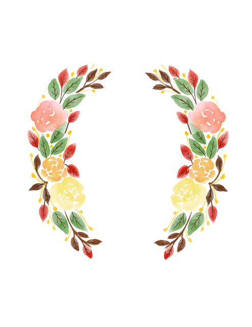 Floral Wreath Png (black, maroon, gold)