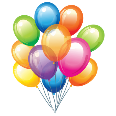 Glossy Birthday Party Balloon Transparent Png (salmon, purple, orange, black, white)