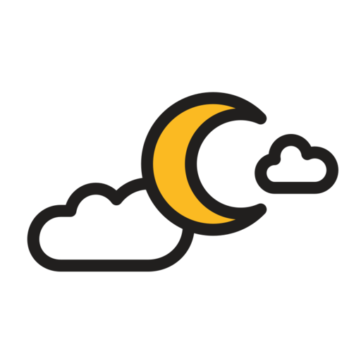 Cloudy Night Free Png Icon (orange, white, lavender, black)