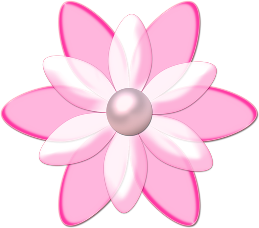 Flower Artwork Transparent Png (black, pink, white)