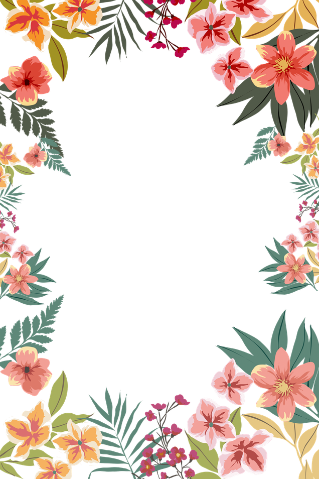 Flower Border Vector Png File (black, olive, gray)